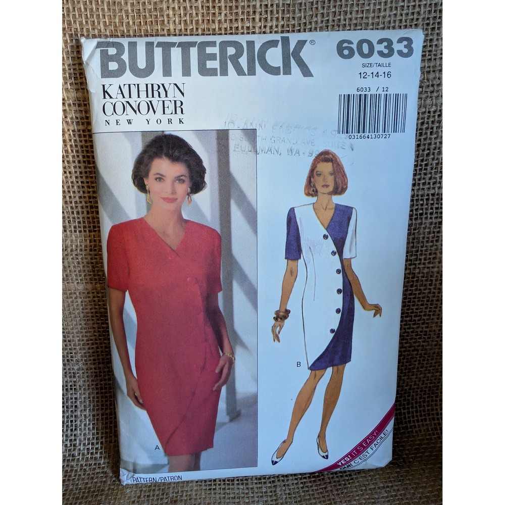 Butterick 6033 Kathryn Conover Dress Pattern Size 12-16 Vintage 1992 Uncut